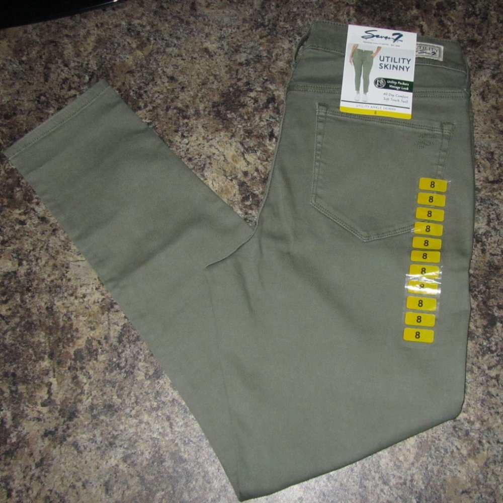 Women's Seven7 Utility Ankle Skinny Jeans Agave Green Size 8 NWT-$69.00